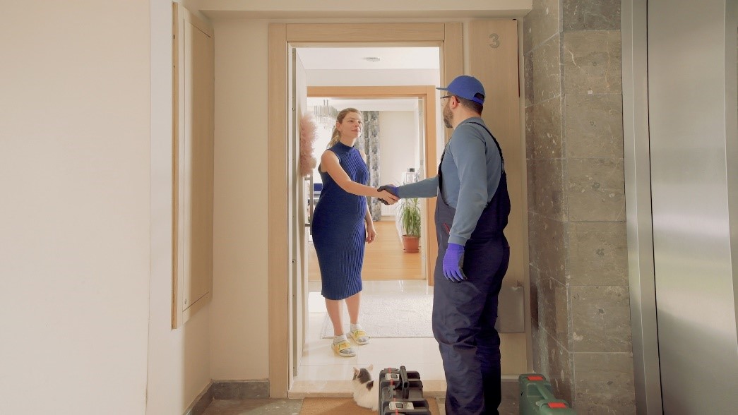 man and woman shaking hands
